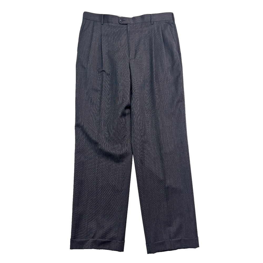 Zanella 38x33 Charcoal Bennett Pleated Dress Suit Pants Italy Cuffed Trouser